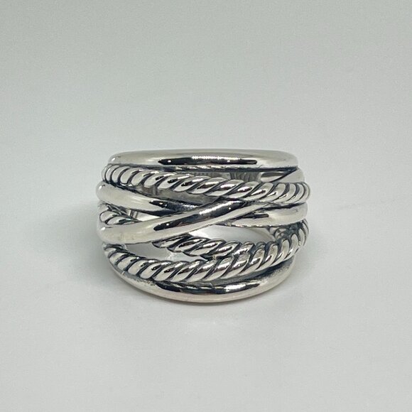 David Yurman Sterling Silver Crossover Ring - Picture 1 of 11
